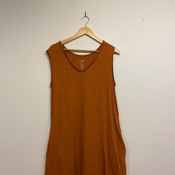 Natural Life Orange Cotton Scoop Neck Oversized Lagenlook Maxi Dress Size XS/S - Picture 2 of 5